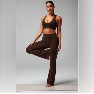 Fabletics Oasis Pureluxe HW Kick Flare -CACAO (32”) REGULAR INSEAM